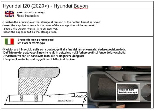 Armlehne/Mittelarmlehne Hyundai i20 2020> PREMIUM