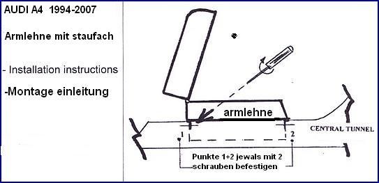 AUDI A4 Modell B5 Armlehne, schwarz, Öko-Leder, 